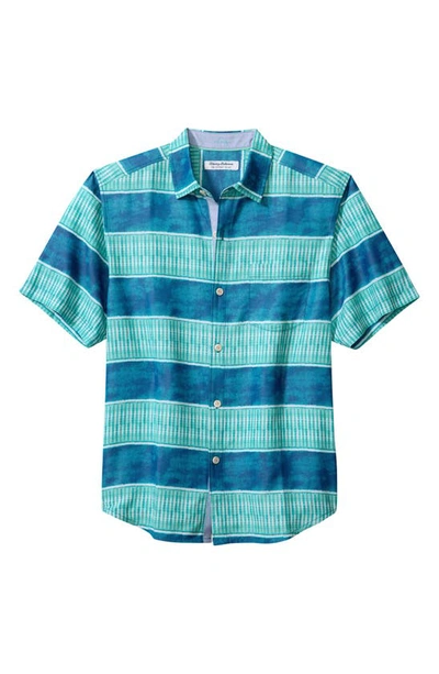 Tommy Bahama Coconut Point Islandzone® Rivera Stripe Short Sleeve Button-up Shirt In Cabo Teal