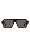 Hugo Boss 53mm Flat Top Sunglasses In Havana/ Green Antireflex