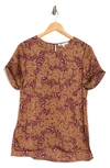 Dr2 By Daniel Rainn Pinched Sleeve Satin High/low Top In Wood