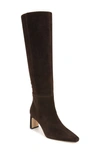 Sam Edelman Sylvia Womens Suede Tall Knee-high Boots In Chocolate Brown