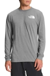 The North Face Long Sleeve Nse Box Logo Graphic Tee In Tnf Grey Heather/ Tnf Black