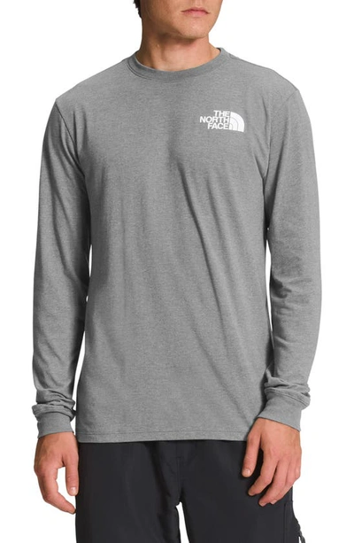 The North Face Long Sleeve Nse Box Logo Graphic Tee In Tnf Grey Heather/ Tnf Black