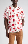 JACQUEMUS LA CHEMISE MAILLE ROSA SHORT SLEEVE BUTTON-UP JACQUARD KNIT SHIRT