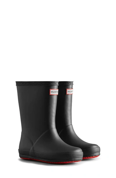 Hunter Kids' First Classic Waterproof Rain Boot In Black / Logo Red