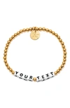 Little Words Project Golden Waterproof Custom Beaded Stretch Bracelet In Gold