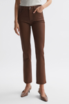 Paige Cognac Luxe Cindy  Mid Rise Cropped Jeans In Cognac Luxe