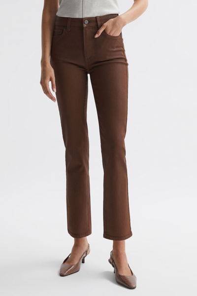Paige Cognac Luxe Cindy  Mid Rise Cropped Jeans