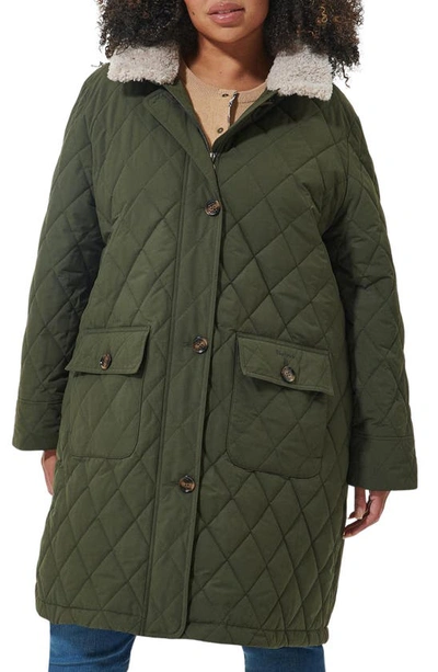 Barbour Plus Quilted Coat In Olive/ancient