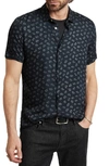 John Varvatos Loren Short Sleeve Button Front Shirt In Black