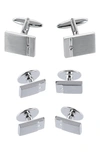 Trafalgar Men's The Plaza Square Cufflink Stud Set In Silver