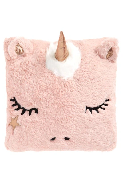 Capelli New York Unicorn Faux Fur Accent Pillow In Pink Combo