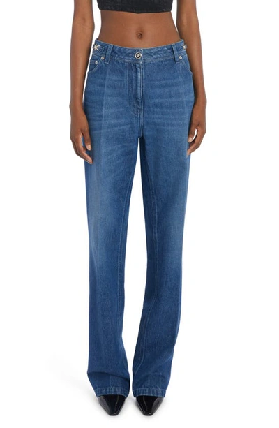 VERSACE BUCKLE DETAIL NONSTRETCH STRAIGHT LEG JEANS