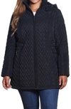 Gallery Chevron Quilt Hooded Jacket In Black