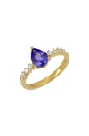 Bony Levy Iris Pear Cut Tanzanite & Diamond Statement Ring In 18k Yellow Gold