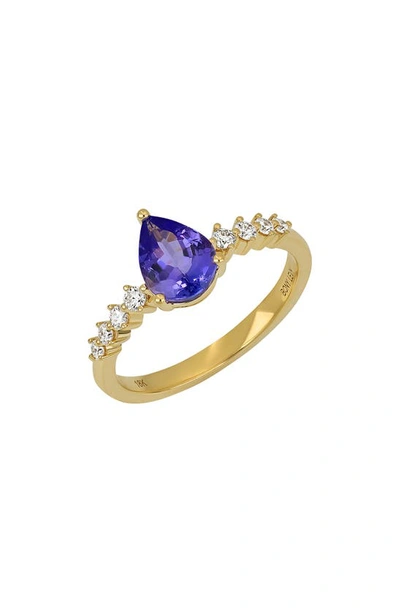 Bony Levy Iris Pear Cut Tanzanite & Diamond Statement Ring In 18k Yellow Gold