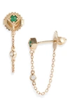 Anzie Women's Cléo Rhombus Chain 14k Yellow Gold, 0.06 Tcw Diamond & Emerald Drop Earrings In Green/ Gold