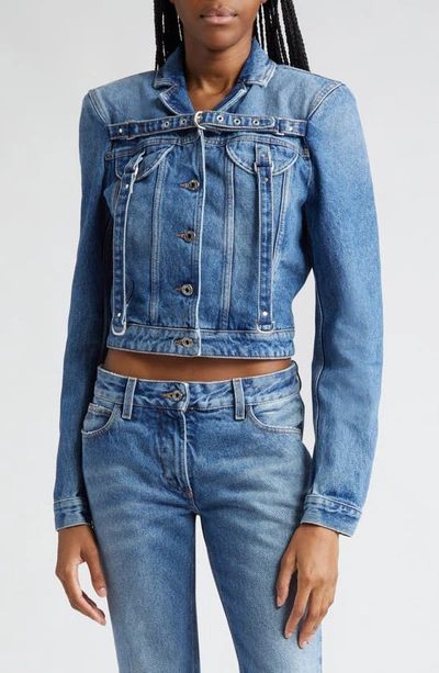 ジャケット Off-White FW23 Denim blazer (OWYE048F23DEN001 4500) Off-white Cargo Crop Denim Jacket In 4500 Blue No Color