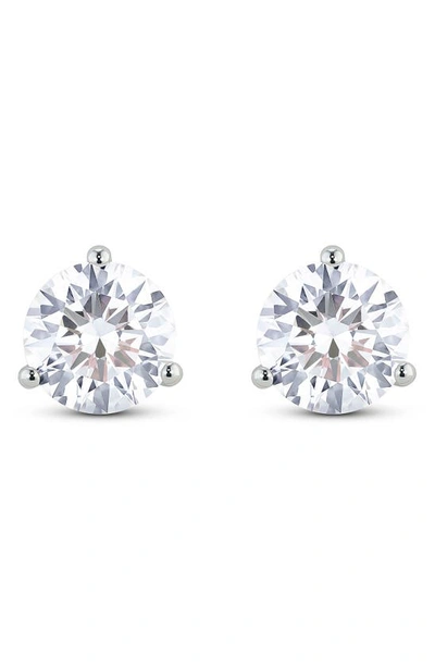 Lightbox Round Lab Grown Diamond Solitaire Stud Earrings In 3ctw White Gold