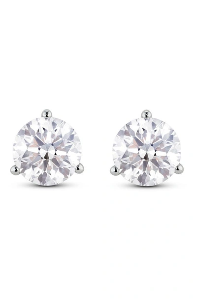 Lightbox Round Lab Grown Diamond Solitaire Stud Earrings In 3.5ctw White Gold