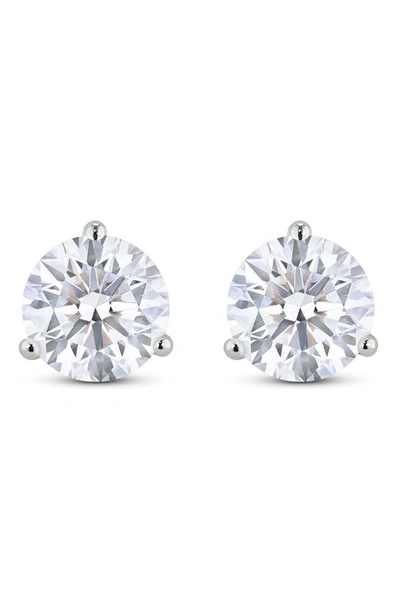 Lightbox Round Lab Grown Diamond Solitaire Stud Earrings in 4.0ctw White Gold