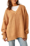 Free People Alli V-neck Sweater In Brown
