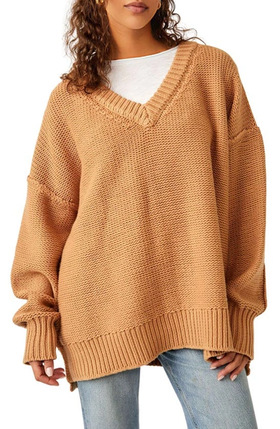 Free People Alli V-neck Jumper In Brown