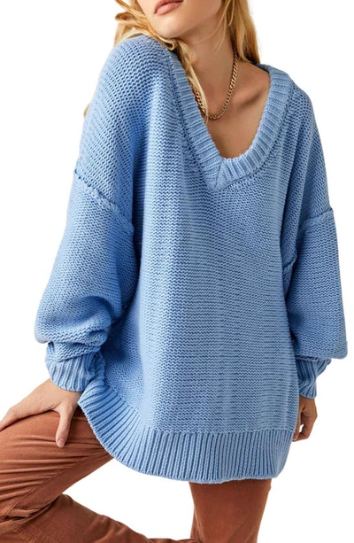 Free People Alli V-neck Sweater In Blue