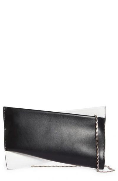 Christian Louboutin Loubitwist Small Bicolor Leather Clutch Bag In Black/bianco