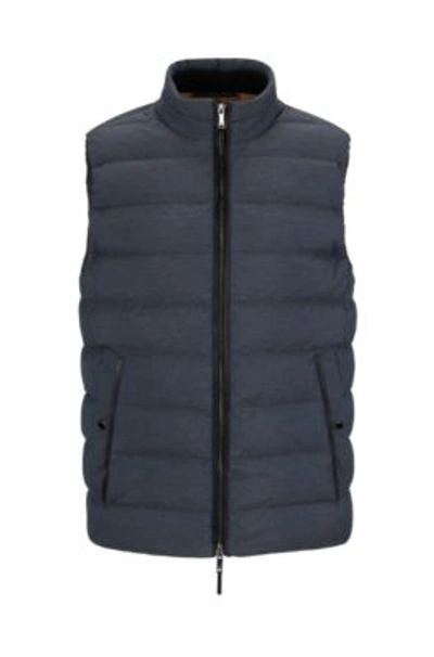 Hugo Boss Melange Gilet With Tailored Details In Dark Blue