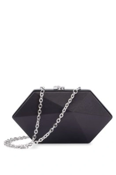 Hugo Boss Satin Clutch Bag With Detachable Chain Strap In Black