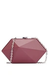 HUGO BOSS GRAINED-LEATHER GEOMETRIC CLUTCH BAG WITH CHAIN STRAP