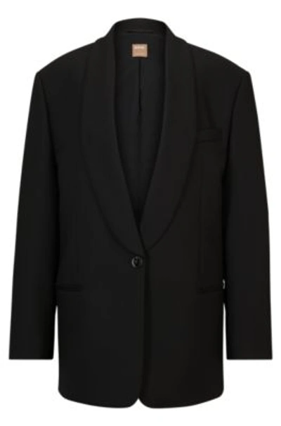 Hugo Boss Boss X Alica Schmidt Relaxed-fit Jacket In Responsible Wool In Black