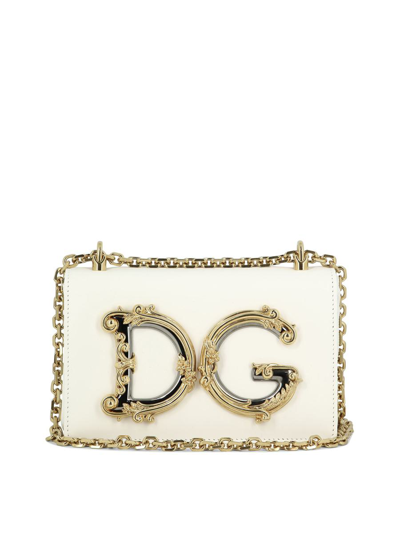 Dolce & Gabbana Leather Crossbody Bag In White