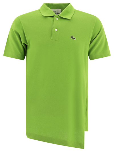 Comme Des Garçons X Lacoste Asymmetric Logo Patch Polo Shirt In Green