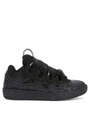 Lanvin Curb Sneakers In Black Suede And Leather In Black