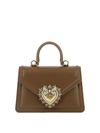 Dolce & Gabbana Heart Embellishment Small Leather Handbag In Brown