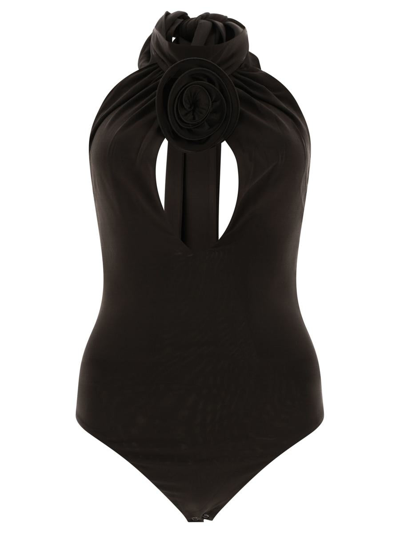 Magda Butrym Keyhole Halter Bodysuit In Brown