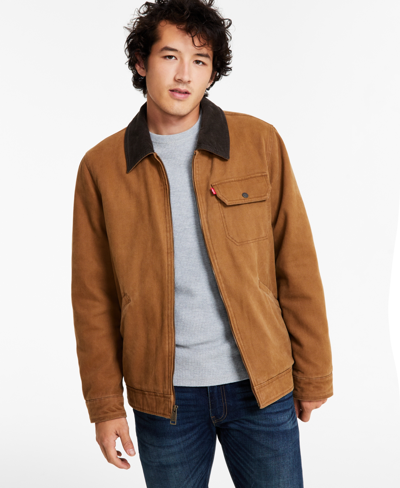 Levi's Men's Cotton Canvas Zip-front Utility Jacket In Brown