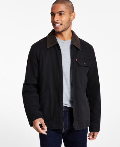Levi's Men's Cotton Canvas Zip-front Utility Jacket In Black