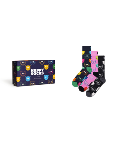 Happy Socks 3-pack Mixed Pets Socks Gift Set In Dark Blue