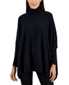 Jm Collection Women's Poncho Turtleneck Sweater, Regular & Petite, Created For Macy's In Deep Black