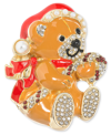 HOLIDAY LANE GOLD-TONE PAVE & IMITATION PEARL TEDDY BEAR PIN, CREATED FOR MACY'S
