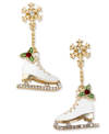 Holiday Lane Gold-tone Crystal Snowflake & Skate Drop Earrings, Created For Macy's In Multi