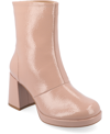 Journee Collection Women's Aylani Tru Comfort Foam Crinkle Patent Faux Leather Platform Boots In Pink