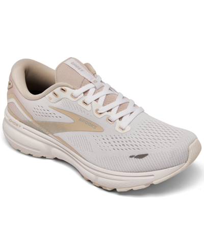 Brooks Women's Ghost 15 Running Sneakers From Finish Line In White/crystal Grey/glass