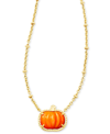Kendra Scott 14k Gold-plated Pumpkin 19" Adjustable Pendant Necklace In Orange Mother Of Pearl