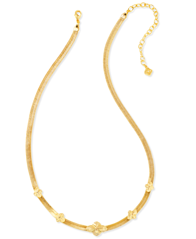 Kendra Scott Rhodium-plated & 14k Gold-plated Medallion-accent Herringbone Chain Collar Necklace, 16" + 3" Extend In Gold Metal