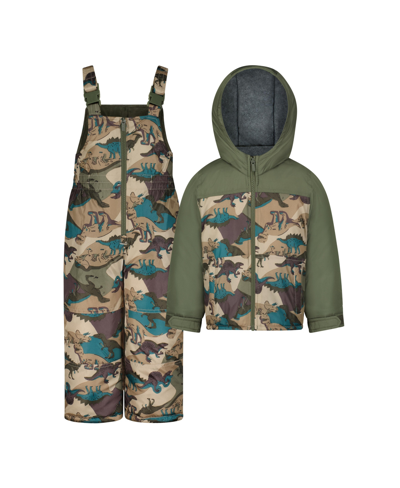 Carter's Toddler Boys Dino And Camo Snowsuit In Green And Gray