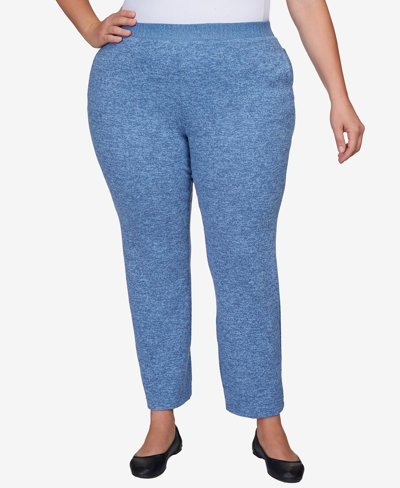 Alfred Dunner Plus Size Comfort Zone Comfort Fit Knit Short Length Pants In Denim