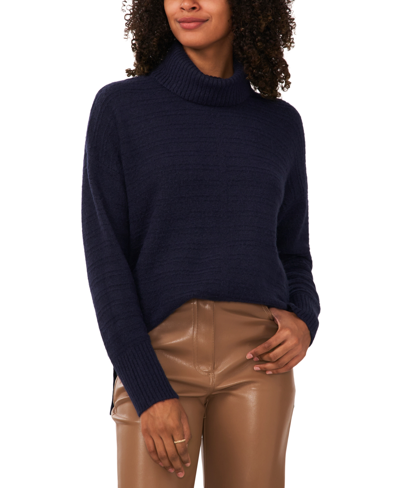 Vince Camuto Women's Textured Turtleneck Drop-shoulder Sweater In Classic Navy